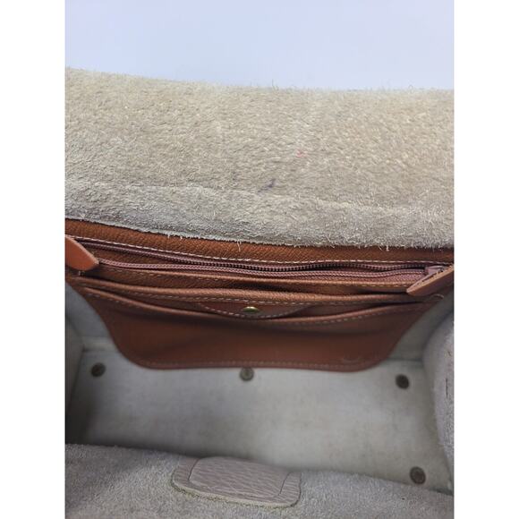 Vtg 90s Dooney Bourke Cream Brown All Weather Leather Crossbody Purse Turnlock - Picture 11 of 16